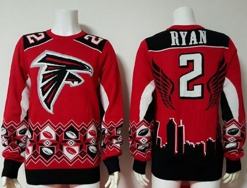Nike Falcons #2 Matt Ryan Red/Black Men's Ugly Sweater